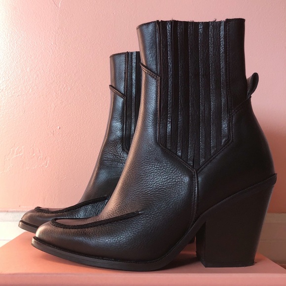 Mango Black Leather Cowboy Boots - Picture 3 of 3